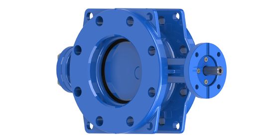 Válvula Borboleta Dupla Excêntrica com Acionamento por Engrenagem e Conexão Flangeada para Faixa de Temperatura de -10 a 80°C