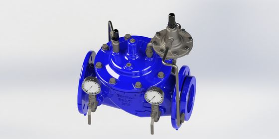 Válvula de controlo de caudal manual com vedação EPDM e tubo de controlo de ferro dúctil para a gama de temperaturas 0-80°F e norma EN1074-5