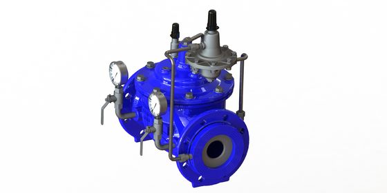 Válvula de Controle de Fluxo de Ferro Dúctil PN16 com Alta Resistência à Pressão e Acabamento Azul Ral5005 para Aplicações de 0-80°F