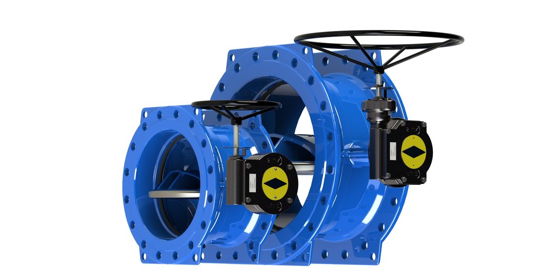 Valva de borboleta excêntrica dupla com material de assento EPDM e funcionamento elétrico para a faixa de temperatura -10 a 80°C