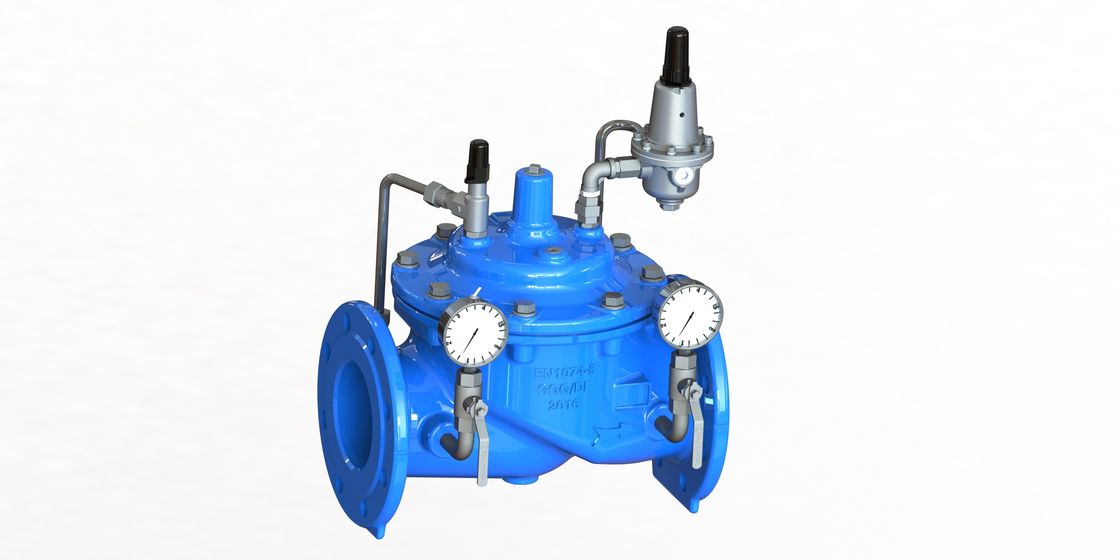 GGG50 Material válvula redutora de pressão de água com ligação de flange e aço inoxidável 304 Pilot P200 para redes de distribuição de água